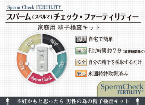 家庭用精子検査キット スパームチェック・ファーティリティー(Sperm Check FERTILITY)自宅で簡単に、判定時間約7分、自分の精子を採取するだけ、米国特許取得済みです。